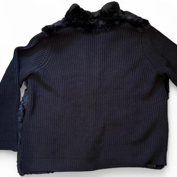 Winter witchy whimsigoth black knit faux fur cardigan womens size XL - Picture 6 of 7